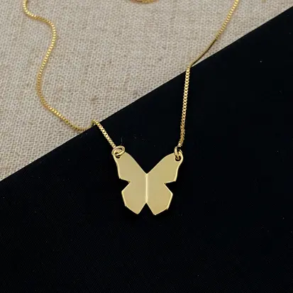 GARGANTILHA BORBOLETA ORIGAMI DOURADO